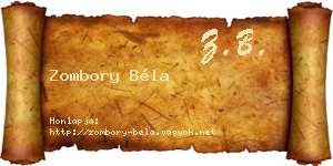 Zombory Béla névjegykártya